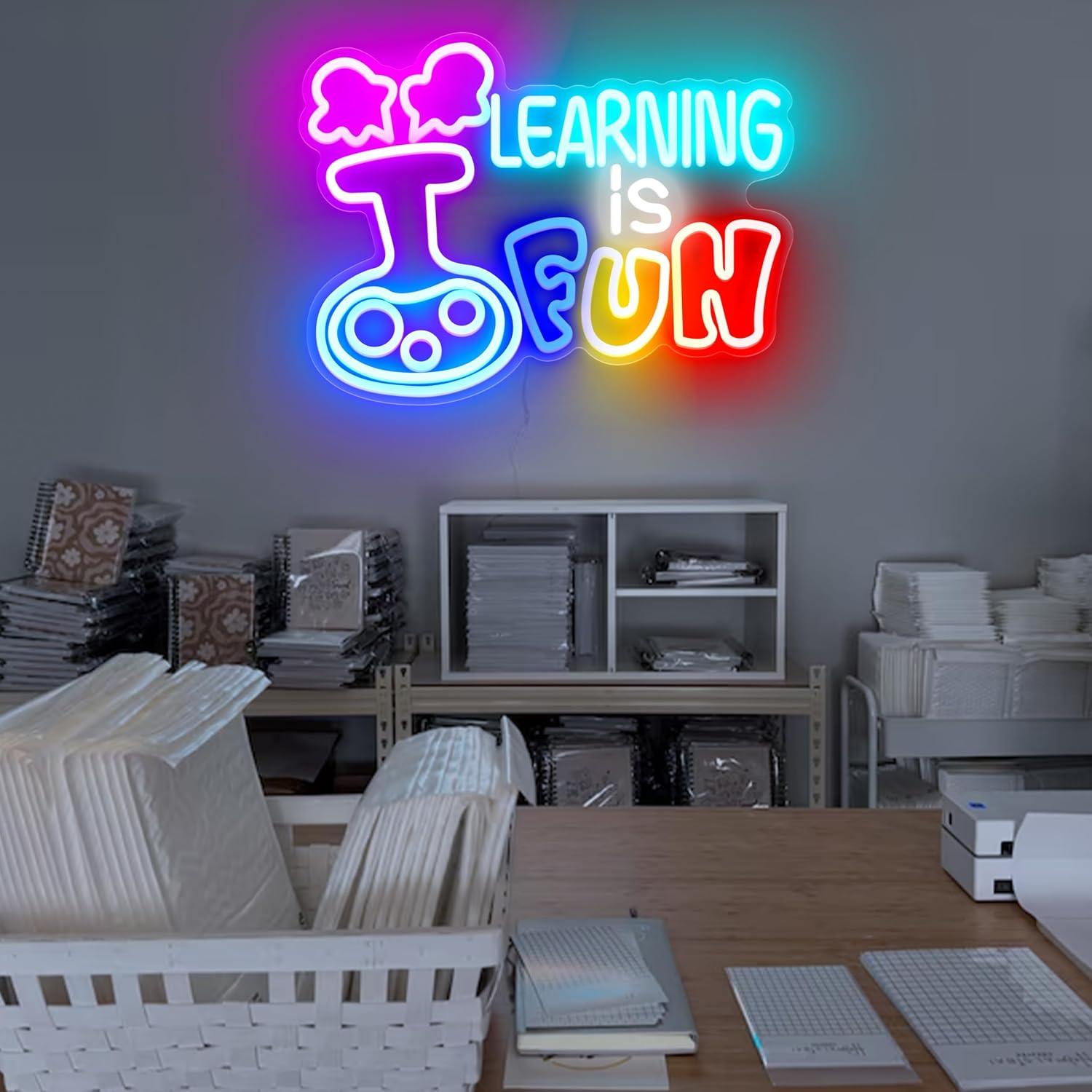 Learning Is Fun Neon Sign USB  - огляд і ціна Kids Education Motivation